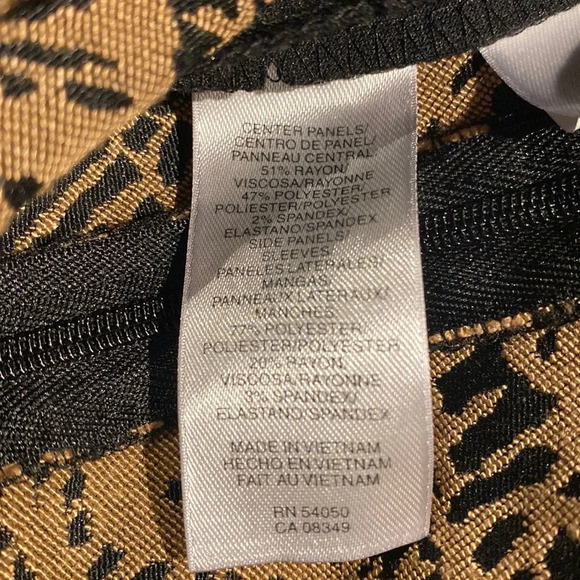 Jones New York Black tan Middle print stretch Jersey knit Midi dress  Sz 10 - Picture 5 of 12